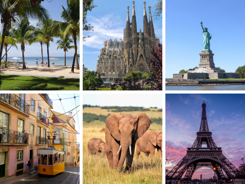beach, church, statue, tram, elephant and tower
